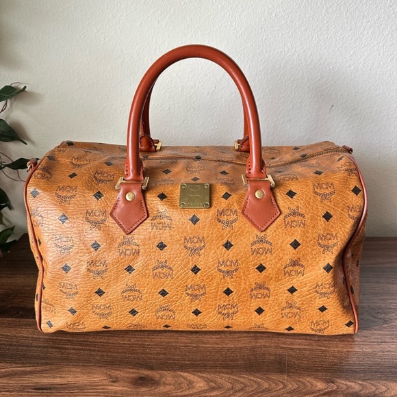 MCM Handbags - MCM Visetos Monogram Boston Bag